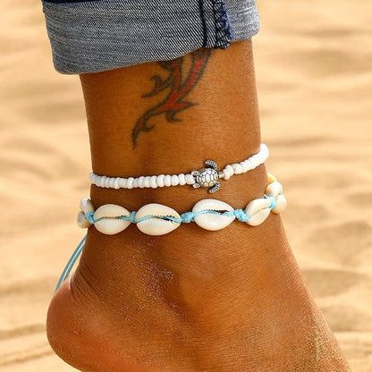 sengpan Bohemian Shell Anklets For Women Bohemian Ankle strap Beach Jewelry Summer Beach Barefoot Bracelet Ankle On Leg