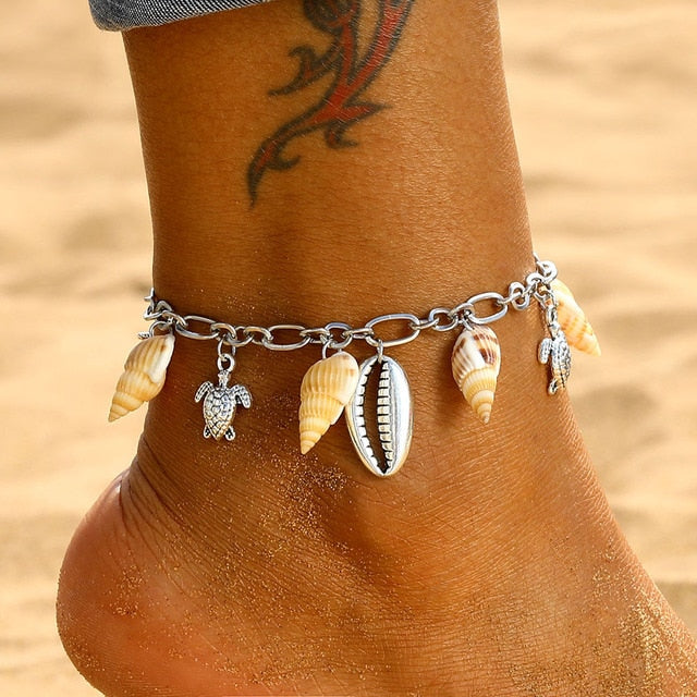 sengpan Bohemian Shell Anklets For Women Bohemian Ankle strap Beach Jewelry Summer Beach Barefoot Bracelet Ankle On Leg