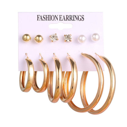 sengpan bridal jewelry set for wedding Big Circle Hoop Earrings For Women Simple Punk Ear Rings Brincos Round Acrylic Pearl Earring Set Fashion Jewelry Party Gift