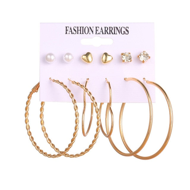 sengpan bridal jewelry set for wedding Big Circle Hoop Earrings For Women Simple Punk Ear Rings Brincos Round Acrylic Pearl Earring Set Fashion Jewelry Party Gift