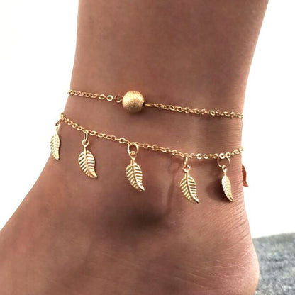 sengpan Bohemian Silver Color Anklet Bracelet On The Leg Fashion Heart Female Anklets Barefoot For Women Leg Chain Beach Foot Jewelry