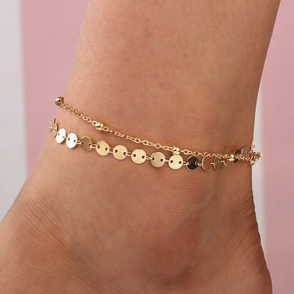 sengpan Bohemian Silver Color Anklet Bracelet On The Leg Fashion Heart Female Anklets Barefoot For Women Leg Chain Beach Foot Jewelry