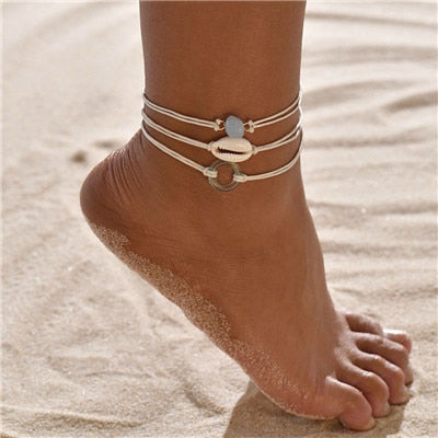 sengpan Anklets for Women Girls Foot Jewelry Holiday Beach Barefoot Sandals Bracelet on the leg Ankle strap Bohemian Shell Anklet