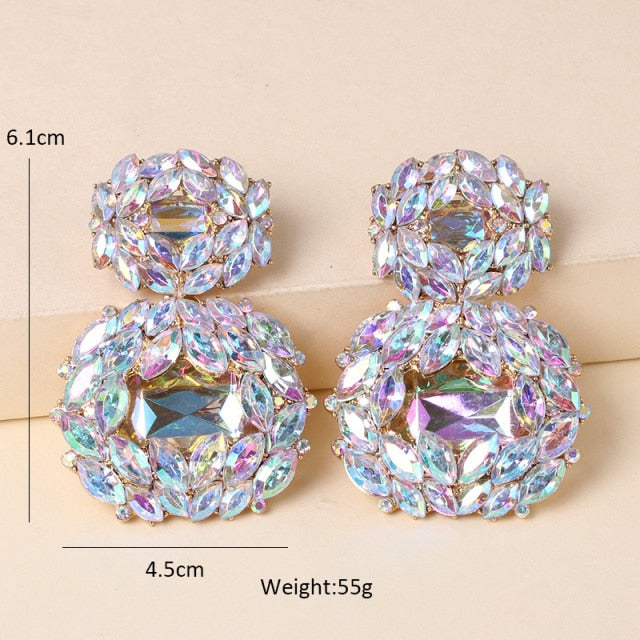 sengpan Christmas gifts ideas za Fashion Boho Crystal Earrings For Women New Rhinestone Statement Pearl Drop Earrings Bijoux Wholesale