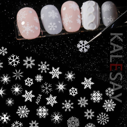 sengpan Christmas gifts ideas Merry Christmas Nail Art Decals Decoration Self Adhesive Nail Art Stickers Manicure Design White Snow Sticker for Nail Design