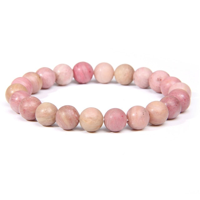 sengpan Pink Bracelet Natural Stone Bracelets Women Quartzs Agat Angelite Cat eye Bracelet Rhodochrosite Stone Bangles Jewelry Amethysts