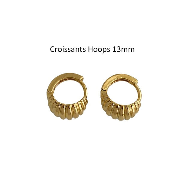 sengpan Christmas gifts ideas 17mm Gold Tiny Twisted Hoop Earrings Minimalist  Dainty Chic Huggie Earrings Hoops Gifts  Brass Earrings for Woman