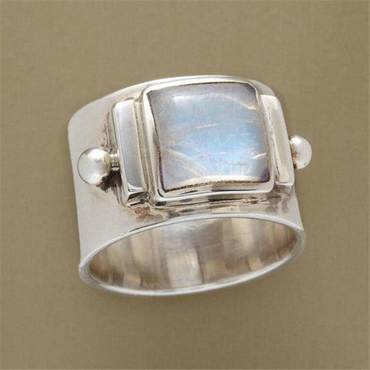 sengpan easter gifts for her hot sale new Vintage Moonstone Wedding Rings for Women White Gold Color Large Big Stone Promise Rings Fashion Female Engagement Jewelry Gifts