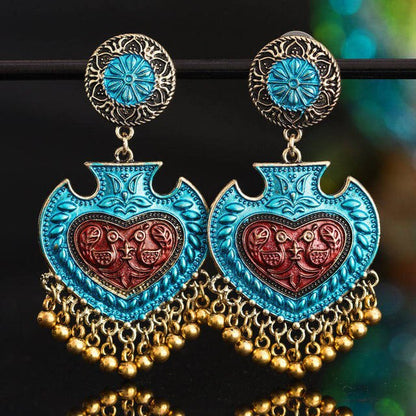 sengpan Indian Jhumka Elephant Earrings Gypsy Afghan Jewelry Retro Ethnic Antique Beads Drop Tassel Earrings for Women Bohemian Gift