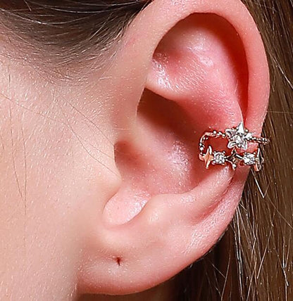 sengpan Bohemian Water Drop Crystal Rhinestone Ear Cuff Wrap Stud Clip Earrings For Women Girl Butterfly Earring Jewelry Bijoux