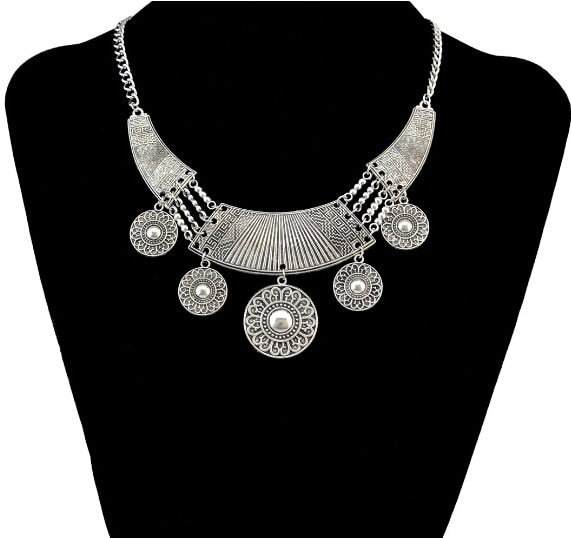 sengpan bridal jewelry set for wedding Bohemian Turkish Ethnic Metal Gypsy Coachella Beach Choker Bib Coin Tassel Collar Necklace For Women Indian Charm Jewelry