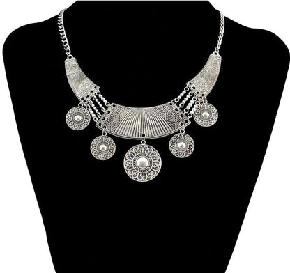 sengpan bridal jewelry set for wedding Bohemian Turkish Ethnic Metal Gypsy Coachella Beach Choker Bib Coin Tassel Collar Necklace For Women Indian Charm Jewelry