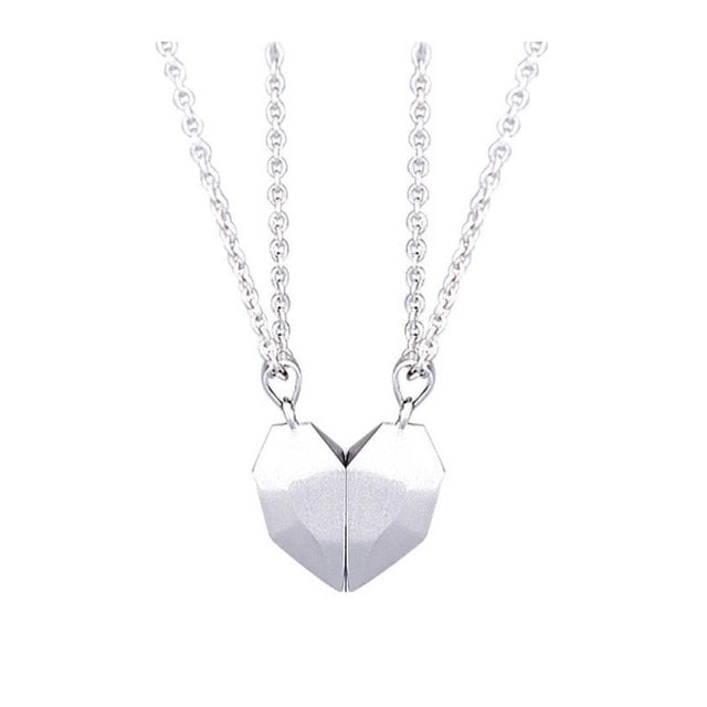 sengpan christmas wishlist gifts hot sale new 2Pcs Magnetic Couple Necklace Lovers Heart Pendant Distance Faceted Charm Necklace Women Valentine's Day Gift