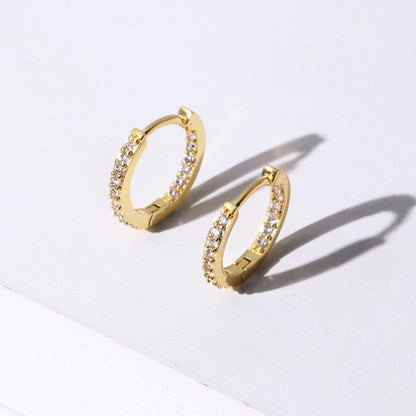 sengpan Top Quality Women Fashion CZ Small Hoop Earrings Elegant Statement Gold Color Copper Huggie Earring for Girls Wedding Jewelry