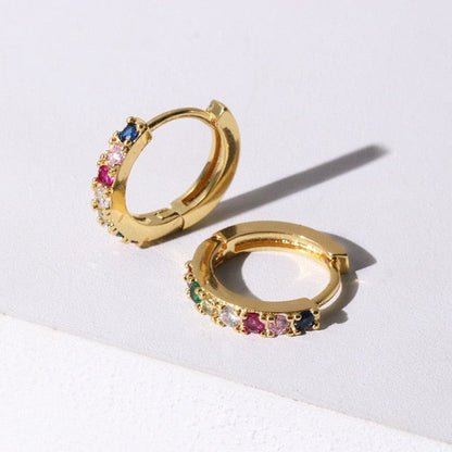 sengpan Top Quality Women Fashion CZ Small Hoop Earrings Elegant Statement Gold Color Copper Huggie Earring for Girls Wedding Jewelry