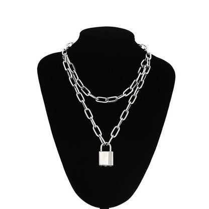 sengpan Lock Chain Necklace With A Padlock Pendants For Women Men Punk Jewelry On The Neck Grunge Aesthetic Egirl Eboy Accessories