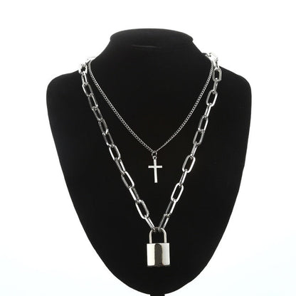 sengpan Lock Chain Necklace With A Padlock Pendants For Women Men Punk Jewelry On The Neck Grunge Aesthetic Egirl Eboy Accessories