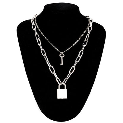 sengpan Lock Chain Necklace With A Padlock Pendants For Women Men Punk Jewelry On The Neck Grunge Aesthetic Egirl Eboy Accessories