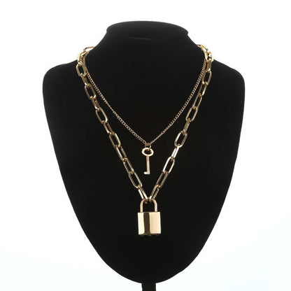 sengpan Lock Chain Necklace With A Padlock Pendants For Women Men Punk Jewelry On The Neck Grunge Aesthetic Egirl Eboy Accessories