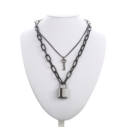 sengpan Lock Chain Necklace With A Padlock Pendants For Women Men Punk Jewelry On The Neck Grunge Aesthetic Egirl Eboy Accessories