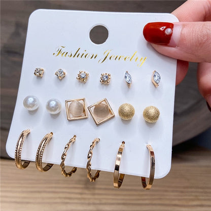 sengpan Christmas wishlist Hot Sale Gold Geometric Pearl Drop Earrings for Women New Trendy Circle Earrings Jewelry Female Fashion Statement