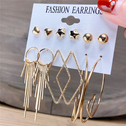 sengpan Christmas wishlist Hot Sale Gold Geometric Pearl Drop Earrings for Women New Trendy Circle Earrings Jewelry Female Fashion Statement