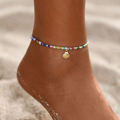 sengpan Bohemian Colorful Eye Beads Anklets For Women Gold Color Summer Ocean Beach Ankle Bracelet Foot Leg Chain Jewelry  NEW