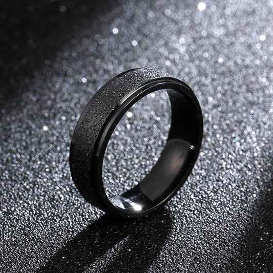 sengpan 6mm Black Color Titanium Steel Ring For Men and Women