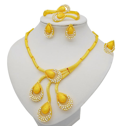 sengpan bridal jewelry set for wedding  Jewelry Sets Gold Necklace & Earring Set For Women African France Wedding Party 24K Jewelery Ethiopia Bridal Gifts