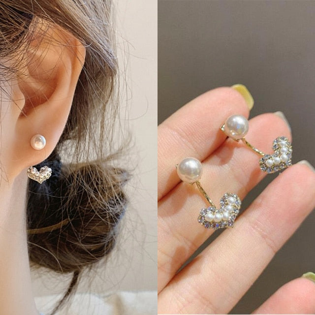 sengpan Korean Simple Double Circle Gold Color Metal crystal Drop Earrings For Women Fashion Small Pendientes Jewelry Best Friend Gifts