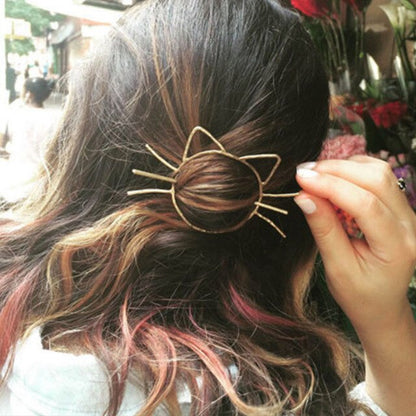 sengpan womens Christmas costume ideas Unique Hair Clip Geometric Feather Bun Cuff Leaf Star U Shape Hair Sticks Cute Cat HairPin Headwear Hair Accessories Trendy Gift