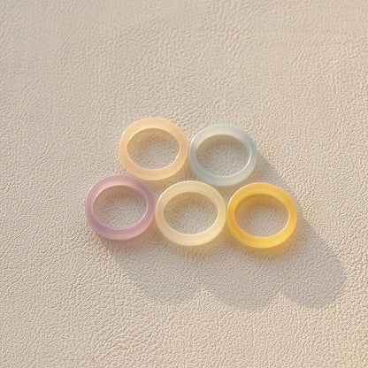 sengpan 5pcs/1SET Korea Chic Colorful Transparent Resin Acrylic Rings Hot Morandi Color Women Party aesthetic Jewelry Ring Set