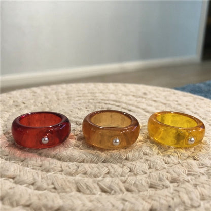 sengpan 5pcs/1SET Korea Chic Colorful Transparent Resin Acrylic Rings Hot Morandi Color Women Party aesthetic Jewelry Ring Set