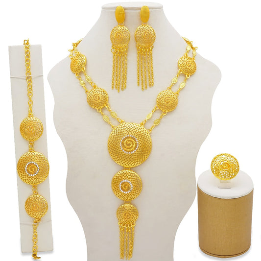 sengpan bridal jewelry set for wedding Bridal Long tassel Necklace Sets For Women Jewelry sets Dubai Nigeria Crystal Wedding Jewelry Sets