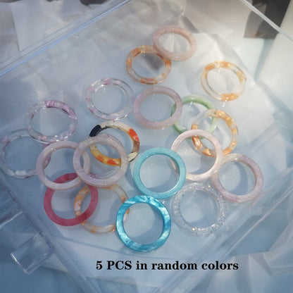 sengpan 5pcs/1SET Korea Chic Colorful Transparent Resin Acrylic Rings Hot Morandi Color Women Party aesthetic Jewelry Ring Set