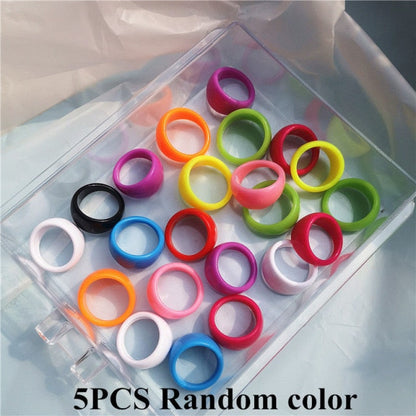 sengpan 5pcs/1SET Korea Chic Colorful Transparent Resin Acrylic Rings Hot Morandi Color Women Party aesthetic Jewelry Ring Set