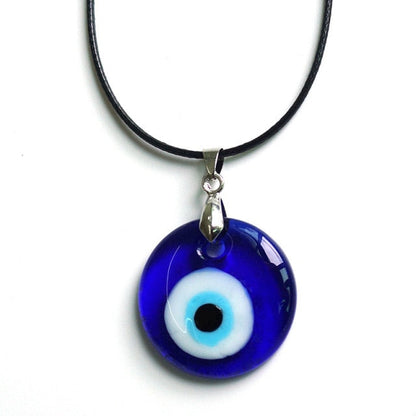 sengpan gifts hot sale new Antique 25MM 30MM 35MM Deep Sea Blue Evil Eye Pendant Necklace Turkish Blue Eye Choker Glass Eye Leather Rope Chain Jewelry Gift