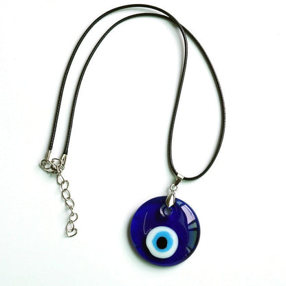 sengpan gifts hot sale new Antique 25MM 30MM 35MM Deep Sea Blue Evil Eye Pendant Necklace Turkish Blue Eye Choker Glass Eye Leather Rope Chain Jewelry Gift