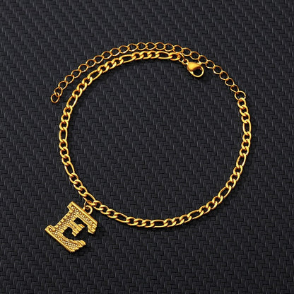 sengpan A-Z Initial Letter Anklets For Women Stainless Steel Gold Alphabet Anklet Bracelet Boho Foot Jewelry Gift Women Accesorios Mujer