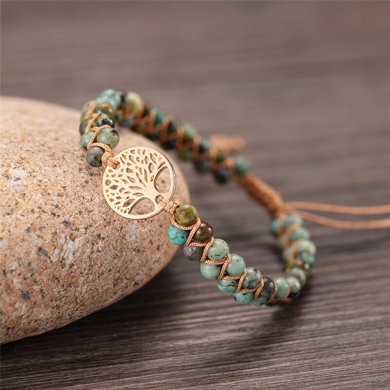 sengpan gifts for women Natural Stone Tree Of Life Charm Bracelets For Women Handmade Beads String Braided Bracelet Yoga Bracelets Jewelry Dropshipping