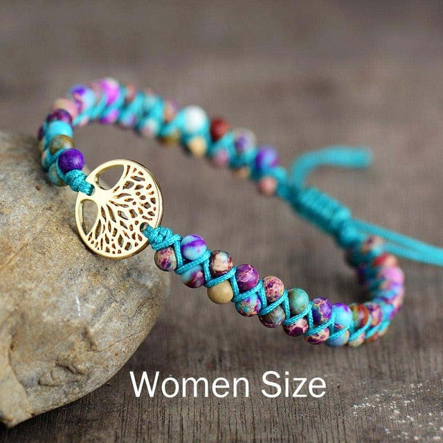 sengpan gifts for women Natural Stone Tree Of Life Charm Bracelets For Women Handmade Beads String Braided Bracelet Yoga Bracelets Jewelry Dropshipping