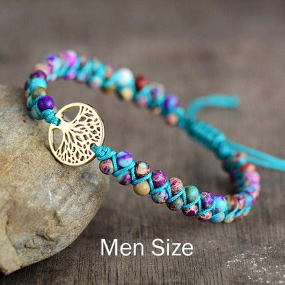 sengpan gifts for women Natural Stone Tree Of Life Charm Bracelets For Women Handmade Beads String Braided Bracelet Yoga Bracelets Jewelry Dropshipping