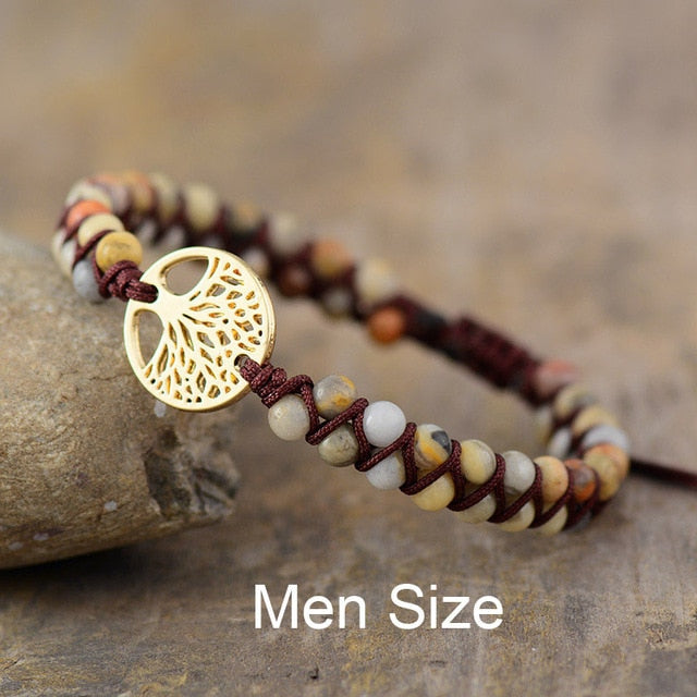 sengpan gifts for women Natural Stone Tree Of Life Charm Bracelets For Women Handmade Beads String Braided Bracelet Yoga Bracelets Jewelry Dropshipping