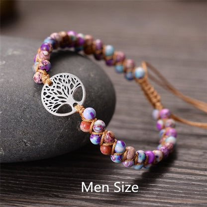 sengpan gifts for women Natural Stone Tree Of Life Charm Bracelets For Women Handmade Beads String Braided Bracelet Yoga Bracelets Jewelry Dropshipping