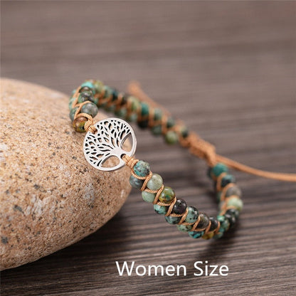 sengpan gifts for women Natural Stone Tree Of Life Charm Bracelets For Women Handmade Beads String Braided Bracelet Yoga Bracelets Jewelry Dropshipping