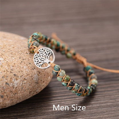 sengpan gifts for women Natural Stone Tree Of Life Charm Bracelets For Women Handmade Beads String Braided Bracelet Yoga Bracelets Jewelry Dropshipping