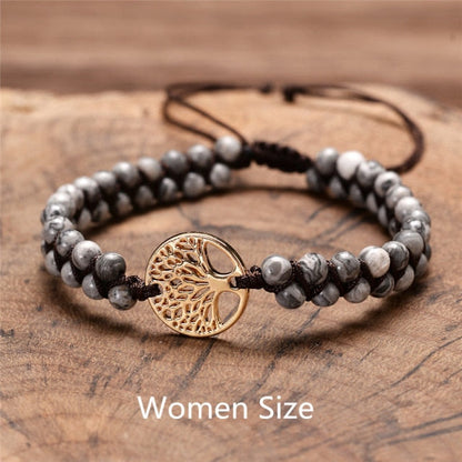 sengpan gifts for women Natural Stone Tree Of Life Charm Bracelets For Women Handmade Beads String Braided Bracelet Yoga Bracelets Jewelry Dropshipping