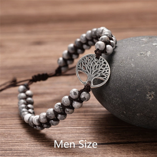 sengpan gifts for women Natural Stone Tree Of Life Charm Bracelets For Women Handmade Beads String Braided Bracelet Yoga Bracelets Jewelry Dropshipping