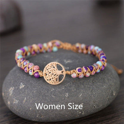 sengpan gifts for women Natural Stone Tree Of Life Charm Bracelets For Women Handmade Beads String Braided Bracelet Yoga Bracelets Jewelry Dropshipping