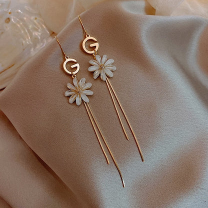 sengpan Luxury Brand Gold Color Star Earrings for Women New Fashion Crystal Pearl Geometric Dangle Earrings Female Wedding Jewelry